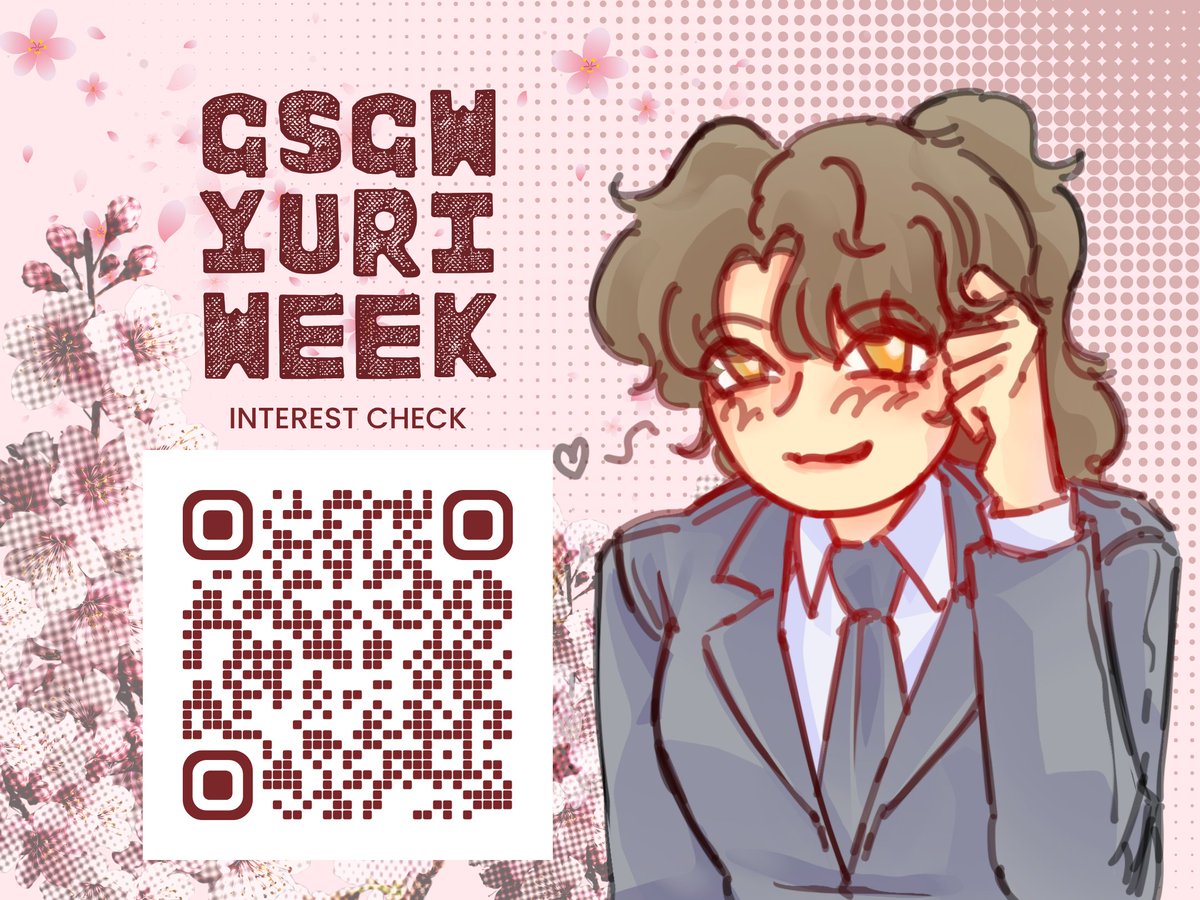 strawberrinns's tweet photo. 🌸GSGW YURI WEEK INTEREST CHECK: OPEN🌸

Hi! We're gathering interest for GSGW Yuri Week that will be held around Nov 2026-Jan2027 (Date TBA), you can scan the qr in the image or open the link in the thread below ⬇️ (˶>⩊<˶) https://t.co/M0xk5RS2wf