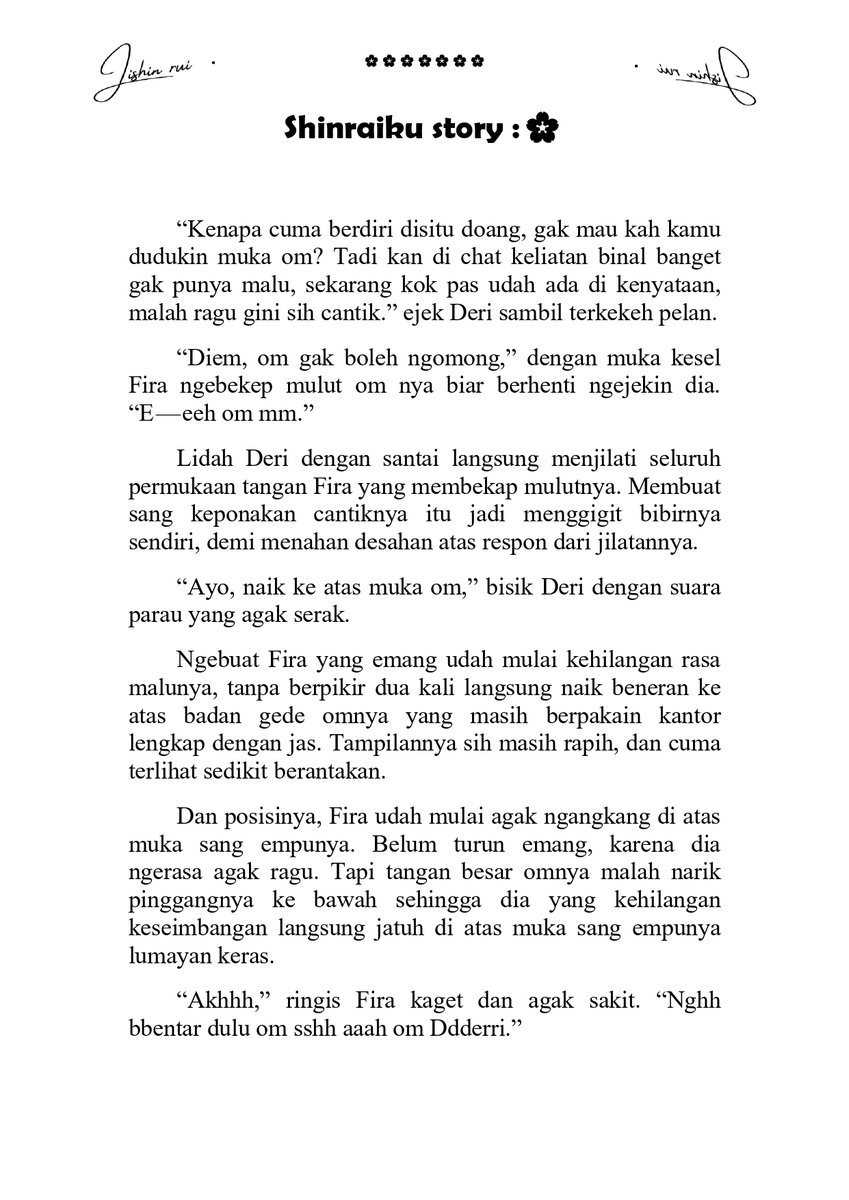 Shinraiku's tweet photo. Oh gini rasanya punya imajinasi ngedudukin muka om sendiri, terus kesampean beneran sampe dijilmekin segala🤪 om deri emang mantep banget dah, kalau di dudukin mukanya sambil digosok nyampe itu muka basah😋 https://t.co/llvWeNaBqo