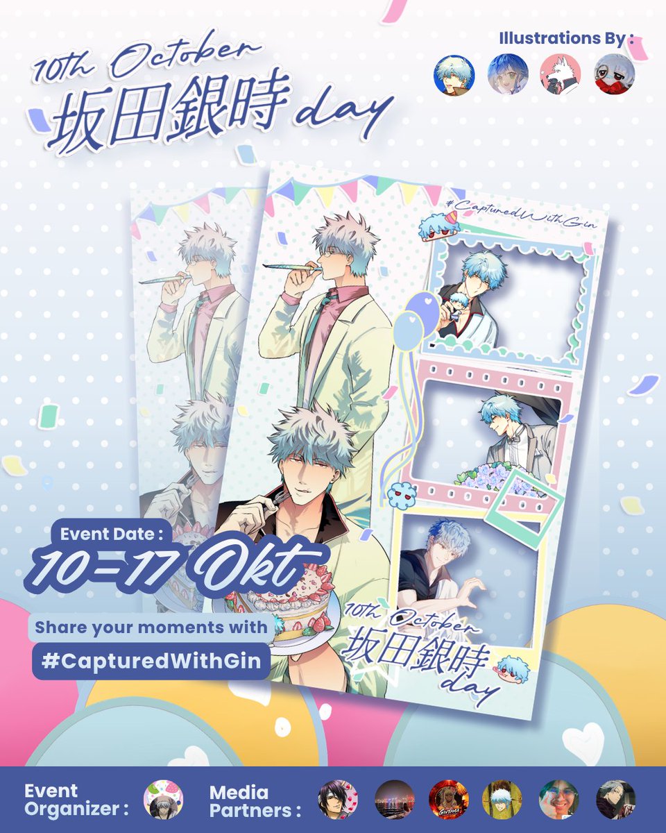 GINTOKIDAY's tweet photo. Get ready to celebrate Gintoki's special day! or should we say Gintama Day? 🥳

Our online photoframe #CapturedWithGin will be starting soon!

🗓 Event Date: October 10 – 17
🔗 The link to access the frame will be posted right on October 10th!   

Mark your calendars! 🫵🫵 https://t.co/bDX7JEvXeM
