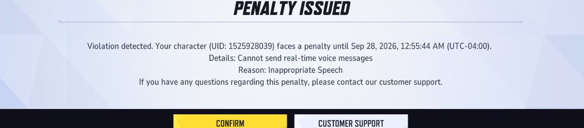 Pixel08945580's tweet photo. got a penalty issued after not talking in vc or text chat whatsoever? https://t.co/vND6AK61VS
