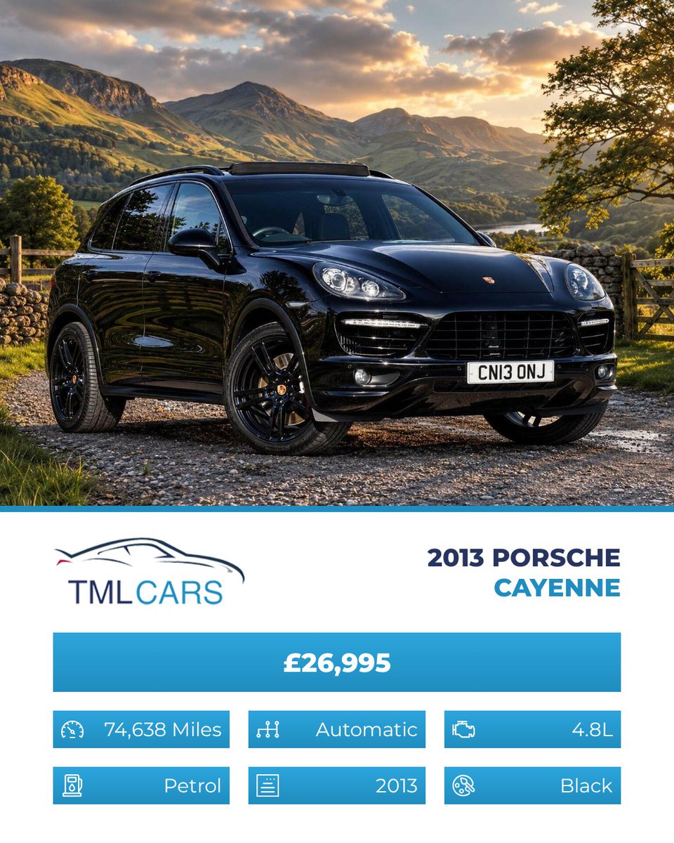 WinnieYslad3c's tweet photo. 2013 PORSCHE CAYENNE 4. 8T V8 Turbo S TiptronicS 4WD - £26, 995 
4. 8L Petrol, Automatic 
74, 638 miles 

Finance available 
Warranty included 
Part exchange welcome 

Buy with confidence—read our 5-star reviews. Contact us: 01963 392239 | https://t.co/v9Mui2oXIL