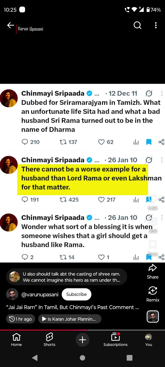Lavish_1907's tweet photo. @Sai_Pallavi92 She is the singer of Jai Jai Ram Tamil version and look her views on Ram. Atleast me and my family will not watch this movie. For you, it's just a movie but for us it's an emotion. https://t.co/seeFRtWXVG