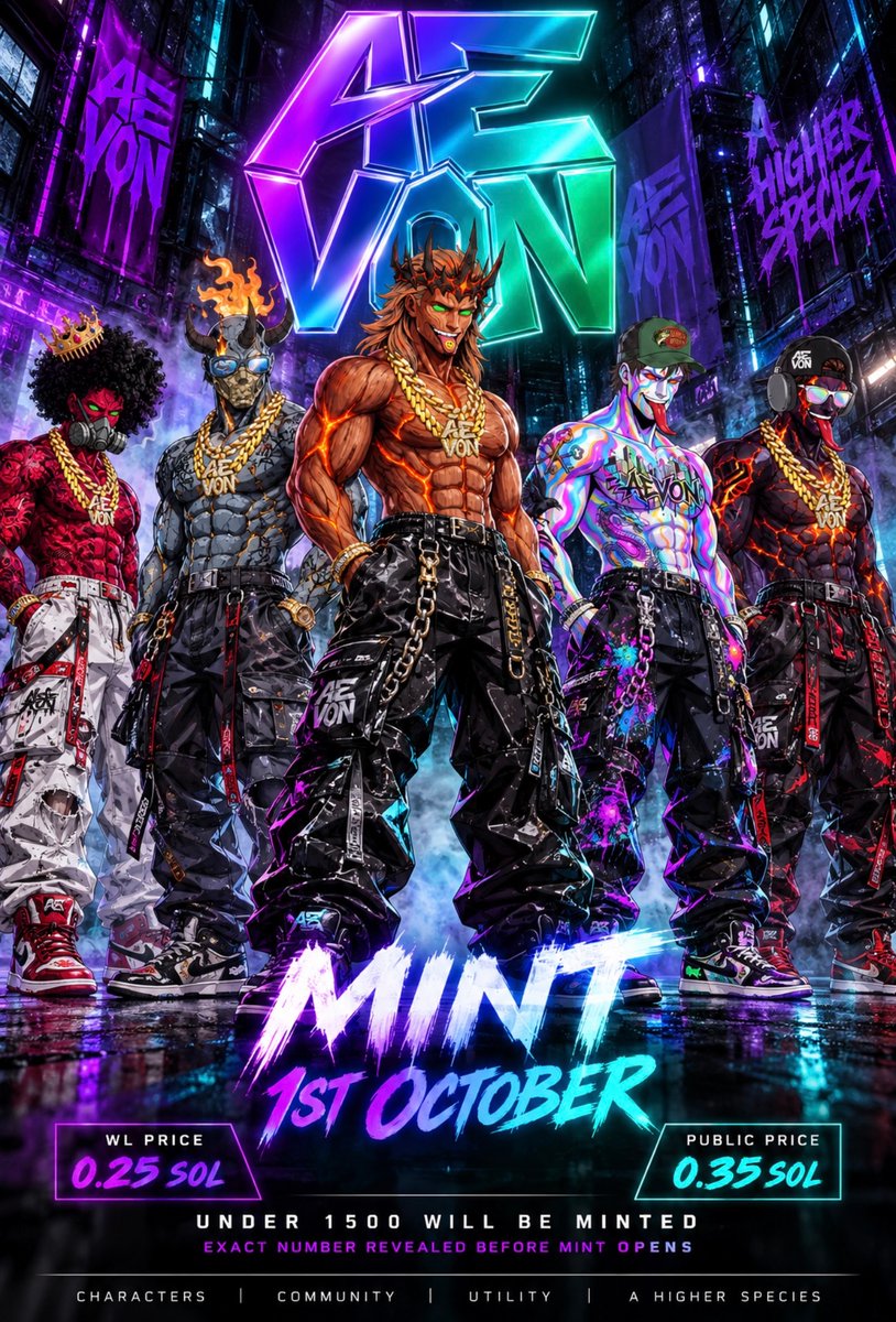 AevonNFT's tweet photo. 🚨 1st October 🚨
GM all 👋🏼
Happy Sunday!
Just 4 days until we open the doors to our mint for #AEVON Evolution!
WL still available….
Like, RT, tag 3 friends then join our discord to claim!
https://t.co/PpFuMtNHWJ https://t.co/giD4MoScq5
