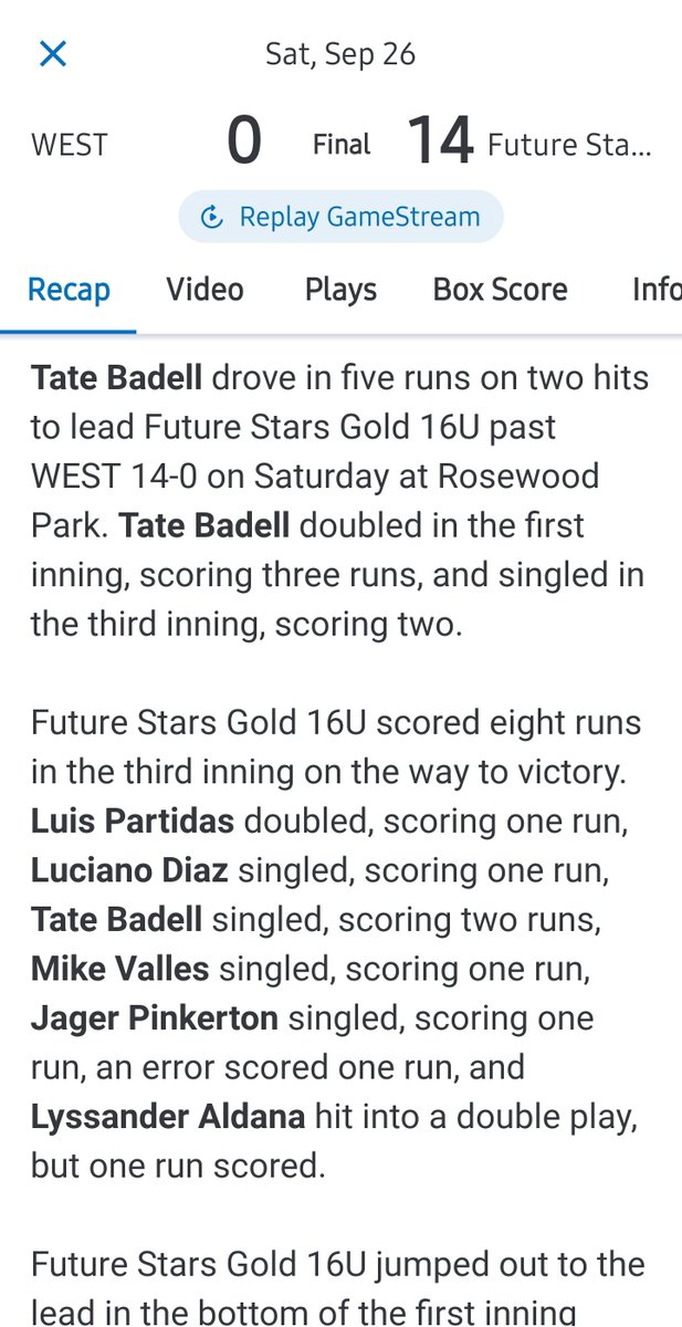 TateBadell28's tweet photo. Great day on the diamond.

2-2, 5 RBI

@The_CAAdvantage 
@CAAConeD 
@PGCollegeBall 
@prepbaseball 
@PB_Uncommitted 
@prepbaseballut
@uncommittedBBs https://t.co/vO59GNEJov
