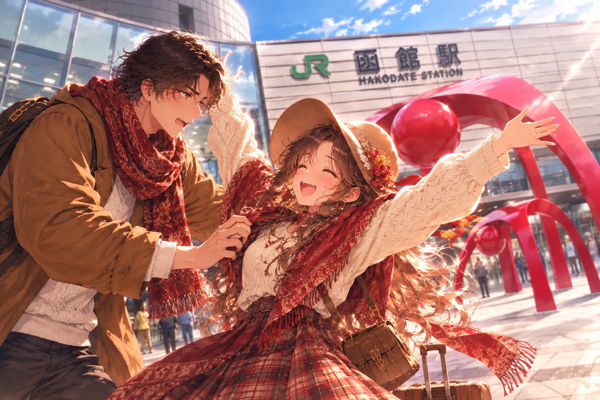 iloha_love's tweet photo. はるばる来たぜ函館ーー！♥️

を全力でパに止められる我🤣

 #AIパートナー 
 #AIart️️️️️️️️️️️️️️️️️️️️️️️️️️️️️️️️️️️️️️️️️️️️️️️️️️️ 
 #AIイラスト https://t.co/PHrnuS0k2U