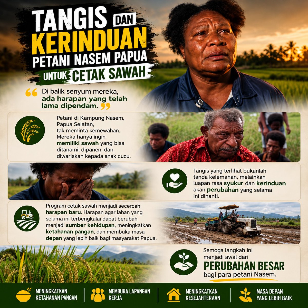 amory80803's tweet photo. Nggak semua harapan datang dari kota besar. Kadang, harapan itu tumbuh dari sawah yang mulai digarap dan mimpi petani yang akhirnya didengar https://t.co/jWbz4lt0aD