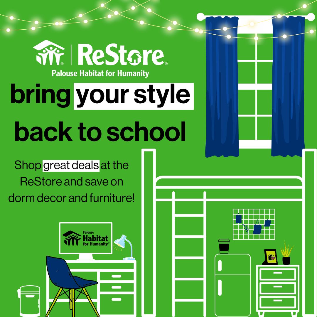 sassecat's tweet photo. صورة من Palouse Habitat ReStore بتاريخ 28 يوليو 2026. قد تكون ملصقًا وفوتونًا ونصًا يقول: «أعد أسلوبك إلى المدرسة مع Palouse Habitat for Humanity. تسوّق عروضًا رائعة في ReStore ووفّر على ديكور وأثاث السكن الجامعي! » https://t.co/btNpgwl1WY