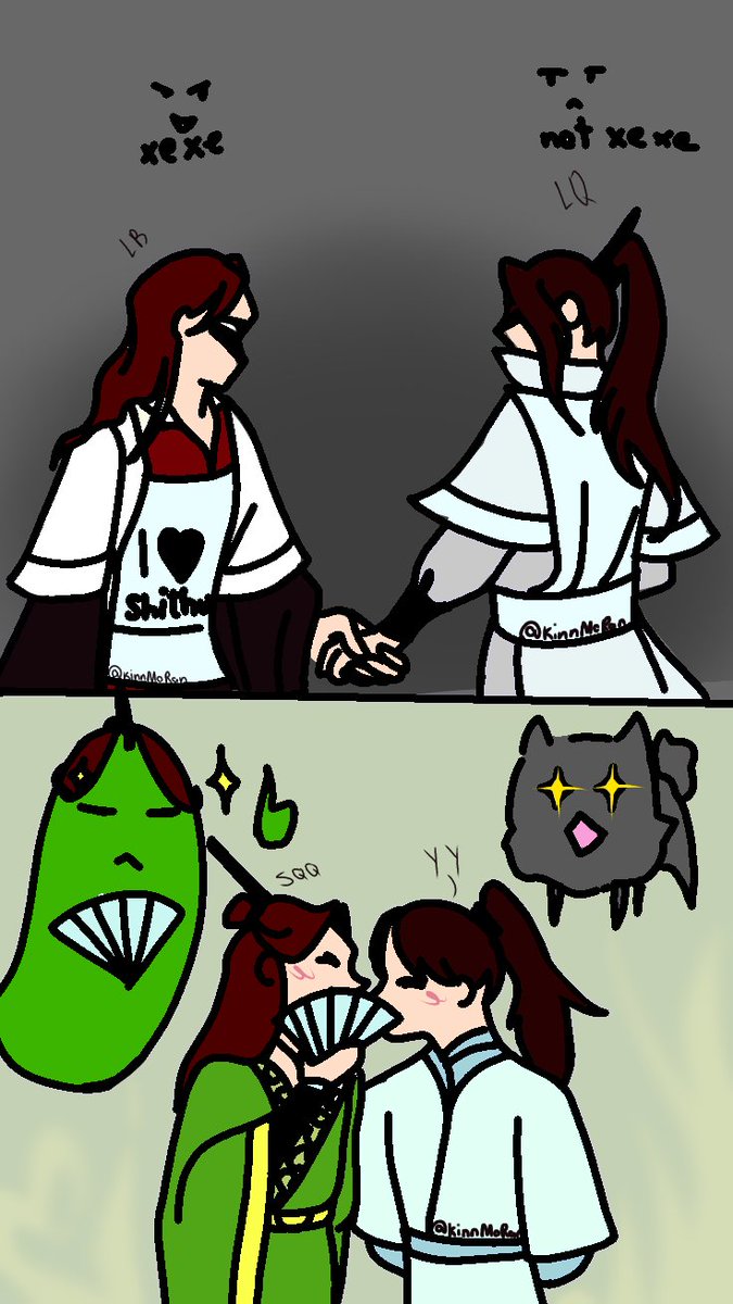 kinn_MoRan's tweet photo. Shen Qingqiu guides Yang Yixuan on the right path to courting Liu Qingge. Luo Binghe, however, is very sarcastic:>
#binqiu #LiuQingge https://t.co/LO80XqWa0C