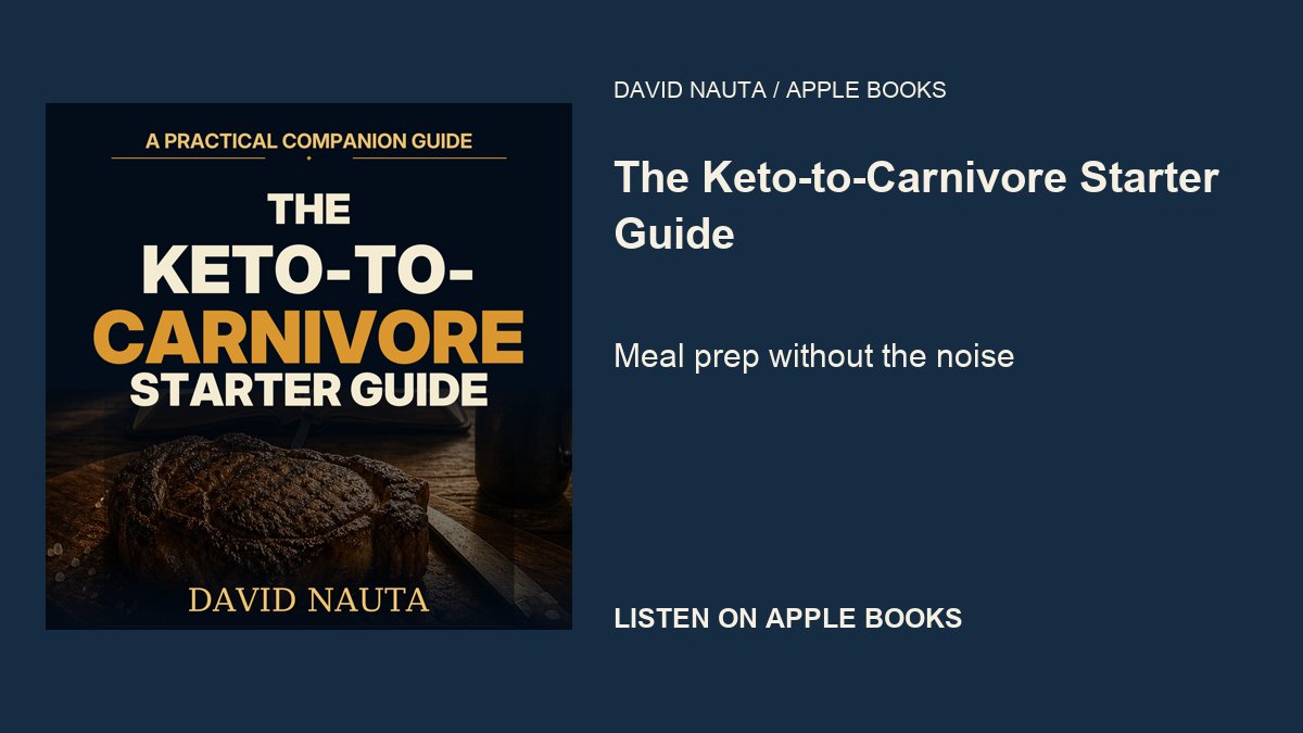 NautaAI's tweet photo. Meal prep without the noise.

The Keto-to-Carnivore Starter Guide by David Nauta. Listen on Apple Books.
https://t.co/aWLbHXlVRL

AI-voiced promotion. https://t.co/GrEjQmnKic