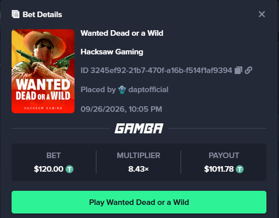 dapt_official's tweet photo. BANGGGG we take those!!!!

Finally wanted does something! 🙏

Drop gamba usernames! 💰 @gamba 
#gamba https://t.co/qhgT08XfjL