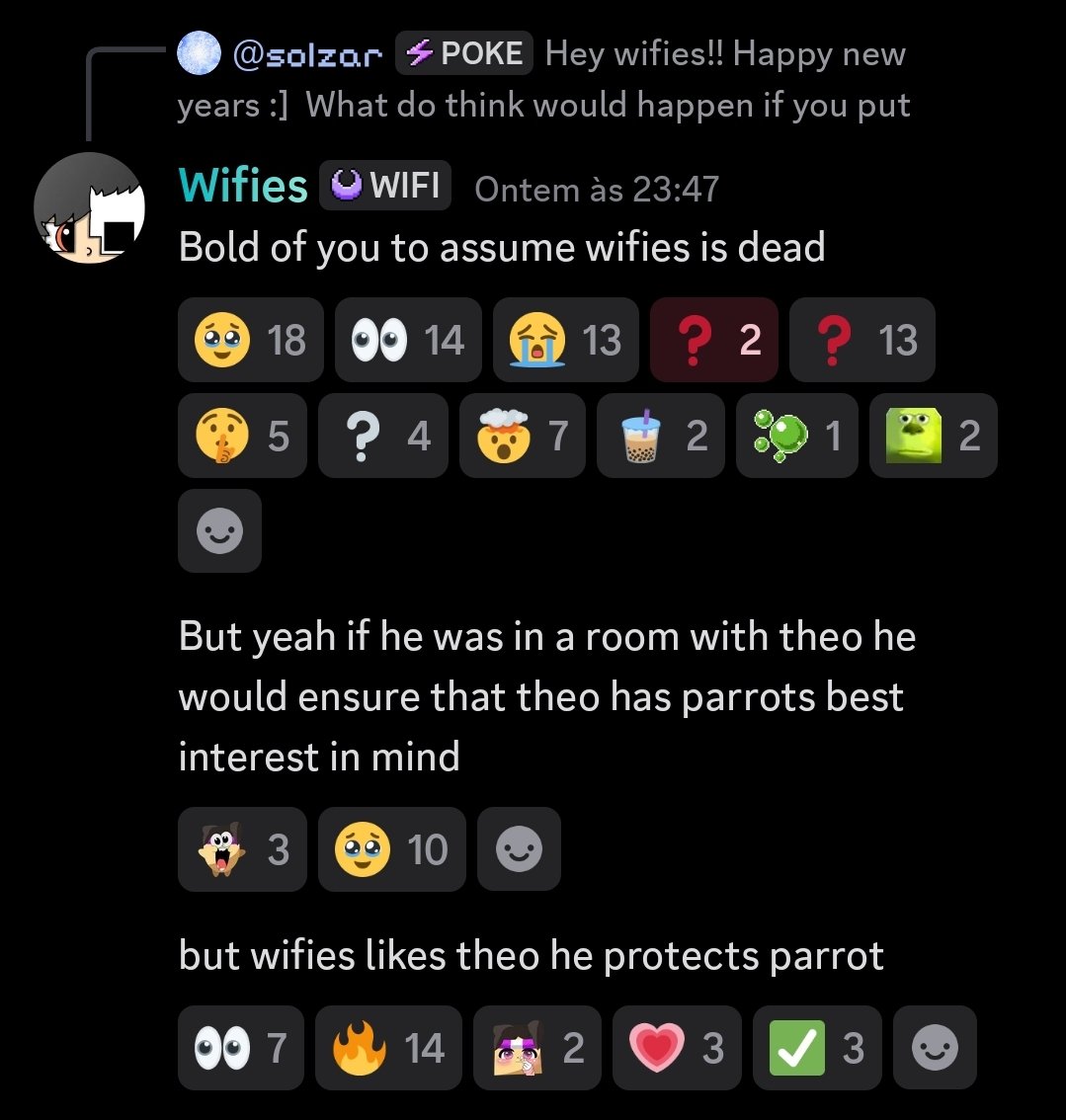 eerielilywn_'s tweet photo. Okay, why is Wifies alivebaiting uuWifies now. He has never done that before. I'm scared. 

But oh well does it mean the rivalry between uuWifies and uuTheo will come to an end? 😔 https://t.co/JlwCESTsJI
