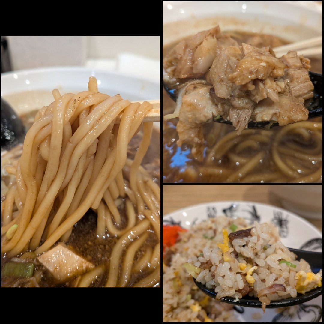 mande_easy's tweet photo. #ラーメン全日本 野々市粟田店🍜135
粟田今年初訪
金沢ブラックやきめしセット
いただきます!
色か濃い!いいですね〜
自家製焦がし醤油に染まったモチモチ太麺の喉越し!噛み応え!ンまい!
レンゲにのった刻みチャーでご飯1杯はいける
やきめしも安定の旨さ
焦がし美味!
ごちそうさまでした😋 https://t.co/CvdEclJhsp