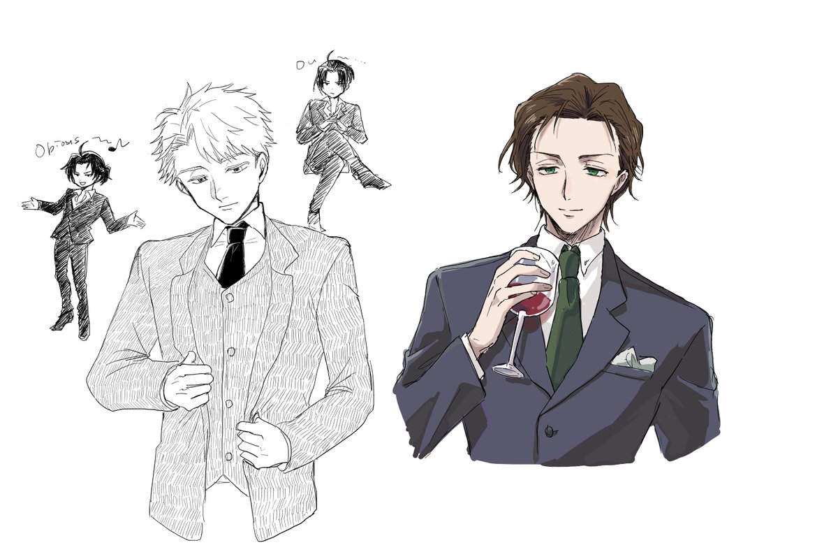 r0cc0r's tweet photo. べたろぼさんと絵チャしたときの絵　わたしはこのとき醜聞までしか読んでない　なつかしいね
1枚目から順に、
べたろぼさん：ウィリアムさん、シャーロックさん、ジョンさんとちっちゃいシャーロックさん（𝒔𝒐 𝒄𝒖𝒕𝒆）
ろっこ：シャーロックさん、ウィリアムさん、アルバートさん https://t.co/DxVKTDP26n