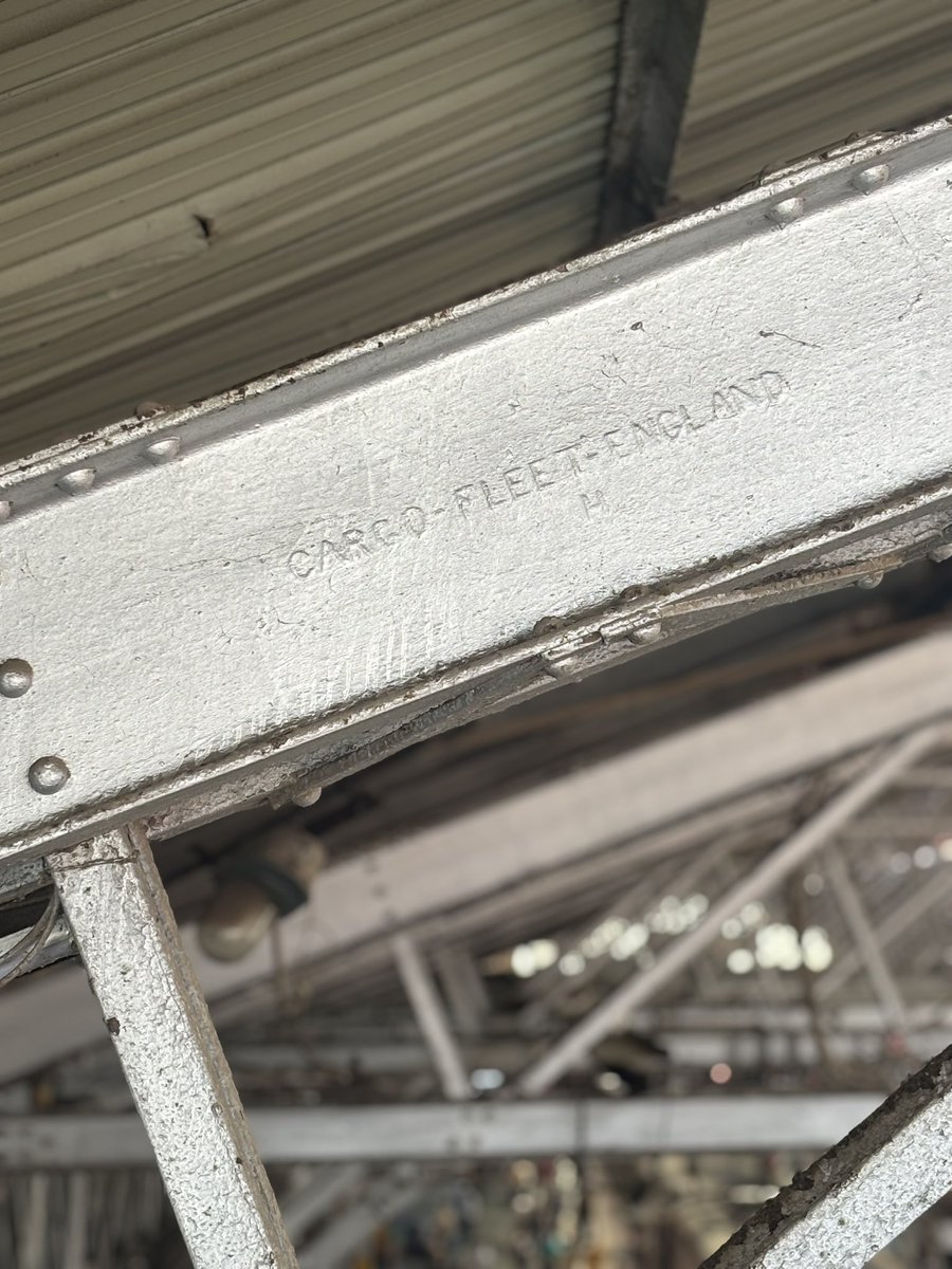 mumbaiheritage's tweet photo. The beams at the Chhatrapati Shivaji Maharaj Terminus (Victoria Terminus) still carry inscriptions “FRODINGHAM IRON & STEEL CO LTD ENGLAND” and “CARGO-FLEET-ENGLAND.”

This steel was produced between 1904 and 1912. The firm’s ironmaking history dates back to the 1860s.

It might be grubby and a little rusted today, but look closely and you’re looking at steel that has witnessed more than a century of Mumbai’s history.

A remarkable testament to the engineering of another era.
#IndianRailways #OldMumbai