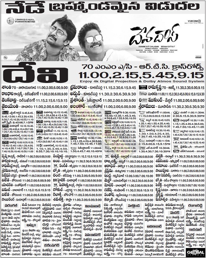 SarleNuvvelluuu's tweet photo. 8 yrs for @iamnagarjuna and @NameisNani and @iamRashmika
And @aakanksha_s30 starrer #Devadas
Directed: @SriramAdittya
Musical : #Manisharma π
#Hyderabad - #Devi - 28 days
(#BangariBalaraju)
@baraju_SuperHit @nanifansclub
@VyjayanthiFilms
#Nani #Nagarjuna
#8YearsForDevadas https://t.co/2sjbQaLM64