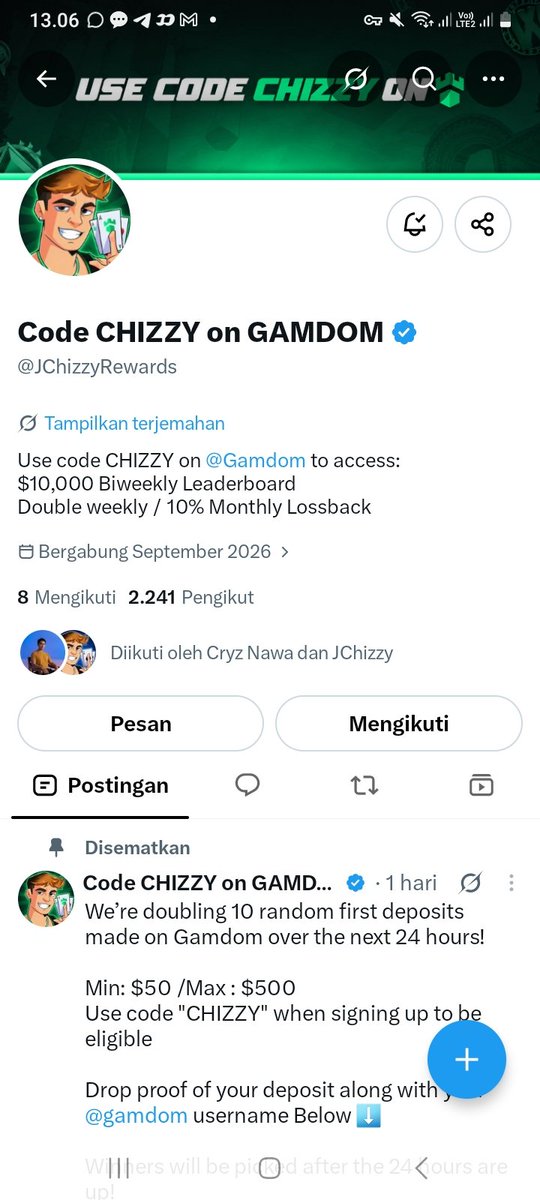 BearuangHD's tweet photo. @JJChizzy @gamdom @JChizzyRewards Always on 🔔
under code Chizzy ✅️

Tag @0ktob3rw1n

Gamdom username: ChizzyBear

ID: 48247699 https://t.co/tlLTTZmx3a