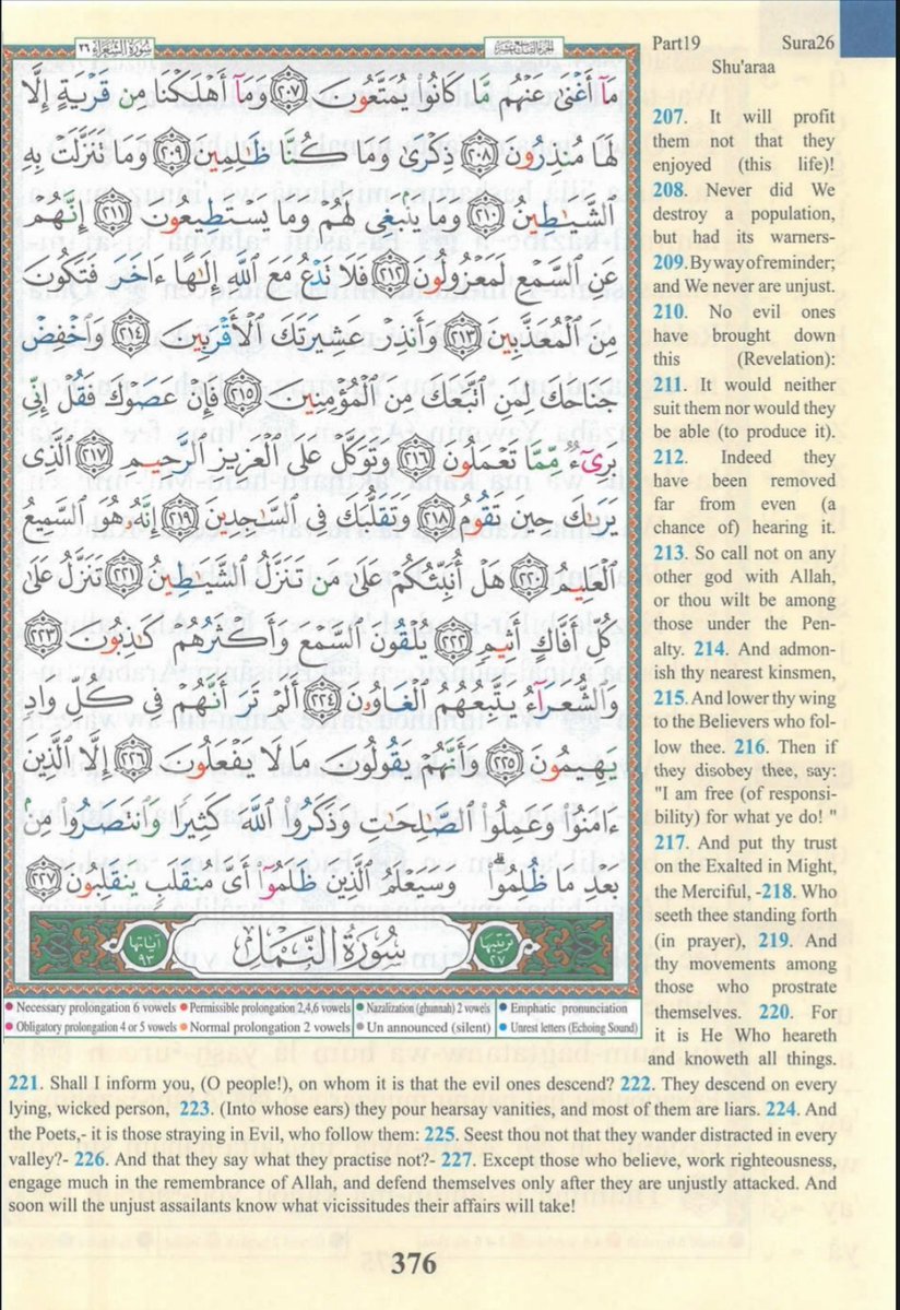IdrisAOni1's tweet photo. Pages of the Glorious Qur’ān today, Sunday 27/9/26, Sūrah al-Shu'arā' (26): 184-227, tafakkur verse 26: 224-227

Theme: A Muslim Must Strive to Ensure that his/her Words and Deeds Agree Upon Righteousness 

 وَٱلشُّعَرَآءُ يَتَّبِعُهُمُ ٱلْغَاوُۥنَ ۝ أَلَمْ تَرَ أَنَّهُمْ فِى كُلِّ وَادٍ يَهِيمُونَ ۝ وَأَنَّهُمْ يَقُولُونَ مَا لَا يَفْعَلُونَ ۝ إِلَّا ٱلَّذِينَ ءَامَنُوا۟ وَعَمِلُوا۟ ٱلصَّـٰلِحَـٰتِ وَذَكَرُوا۟ ٱللَّهَ كَثِيرًا وَٱنتَصَرُوا۟ مِنۢ بَعْدِ مَا ظُلِمُوا۟ ۗ وَسَيَعْلَمُ ٱلَّذِينَ ظَلَمُوٓا۟ أَىَّ مُنقَلَبٍ يَنقَلِبُونَ

“And the poets, the deviators follow them. Do you not see that they wander through every valley, and that they say what they do not do? Except those who believe, do righteous deeds, remember Allah often, and defend themselves after having been wronged. And those who have wronged will soon know to what destination they will return.”

LESSONS:
1. Eloquence is not the same as truth.
Allah draws our attention to the enormous power of words while warning that beautiful expression can exist without moral substance. A person may speak brilliantly, write persuasively, command an audience, and still be wandering “in every valley.” The value of speech is ultimately determined by the truth it carries and the righteousness it serves.

2. One of the greatest crises of character is saying what we do not practise. “They say what they do not do.” This criticism extends far beyond poetry. It should trouble every preacher, teacher, scholar, activist, parent, leader and social-media commentator. Before our words become an argument against others, we should ask whether they might become evidence against ourselves before Allah.

3. Islam does not condemn poetry, creativity or powerful communication; it disciplines them. Verse 227 provides the crucial exception: “Except those who believe and do righteous deeds.” Talent is not the problem. The question is what governs the talent. Poetry, literature, rhetoric, media and intellectual creativity can become acts of goodness when rooted in faith, righteous conduct and truth.

4. Dhikr protects talent from becoming an instrument of the ego.
Notice that Allah adds: “and they remember Allah often.” A gifted tongue can easily become intoxicated by applause, followers, influence and admiration. Frequent remembrance of Allah repeatedly returns the heart from the audience to its Creator. The believer does not merely ask, “Will people admire these words?” but, “Will Allah be pleased with them?”

5. Words may legitimately defend truth and confront injustice.
Allah praises those who “defended themselves after they had been wronged.” Islam does not demand silence in the face of oppression. Speech can expose falsehood, defend the innocent and answer injustice. Yet even resistance remains governed by faith and righteousness. We must not become unjust while fighting injustice.

Perhaps the most penetrating phrase in these verses is:

 وَأَنَّهُمْ يَقُولُونَ مَا لَا يَفْعَلُونَ

Our age has multiplied the power of words. Almost everyone now possesses a platform: posts, videos, sermons, podcasts, lectures, spaces and commentaries. Consequently, the distance between what we say and what we are has become one of the most important measures of sincerity.
May our words never travel farther towards Allah than our deeds.

6. In the face of oppression, the Qurʾānic ideal is not silence. It is responsible speech backed by responsible living.

O Allah, rectify our tongues, hearts and deeds. Make our words consistent with our actions. Grant us truthfulness in speech and conduct. Make what we say and write a means of supporting truth and guiding people, and do not make our tongues evidence against us on the Day we meet You; grant us victory against all oppressors and protect us from becoming oppressors and transgressors. Āmīn.