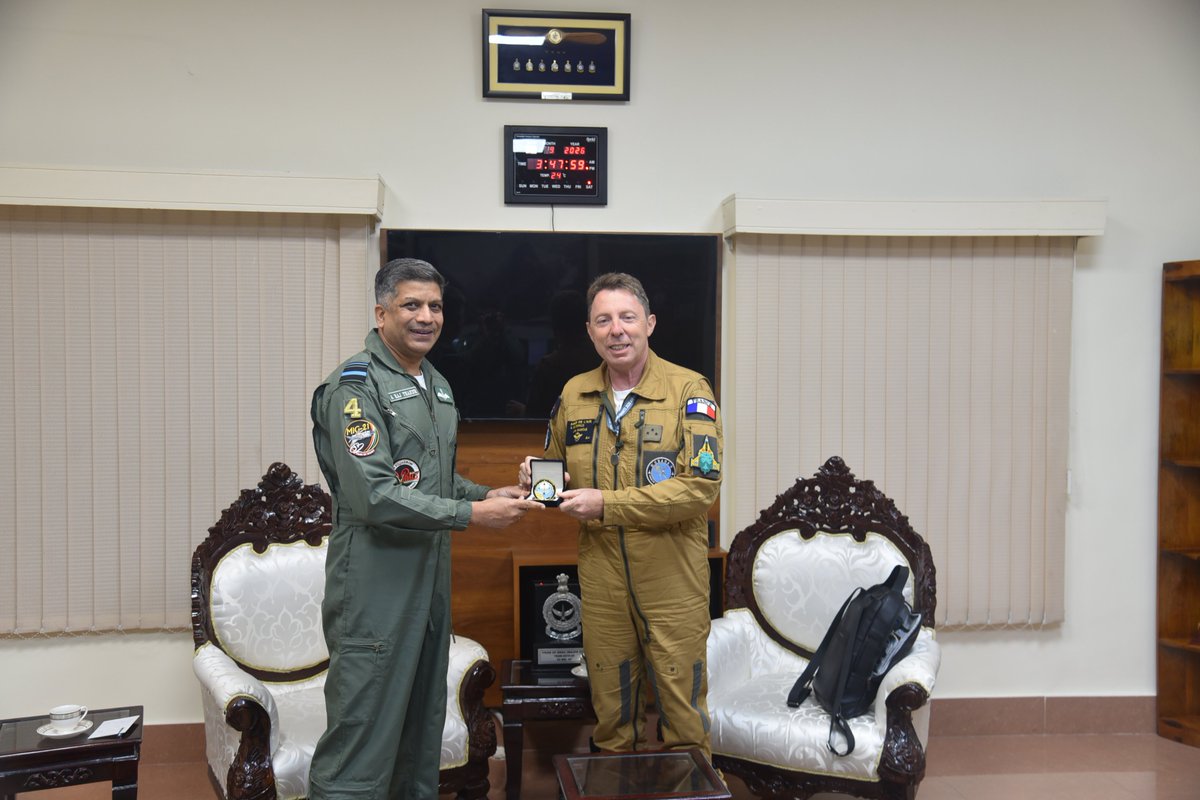 IAF_MCC's tweet photo. #TarangShakti26 continues to strengthen international air cooperation.

At Jodhpur, Mr Sergio Gor, Ambassador of the United States to India, witnessed the jointness, interoperability and camaraderie among participating air forces, while Lt Gen Dominique Tardif, Vice Chief of the French Air and Space Force, engaged with Exercise Director Air Vice Marshal Raj Thakur, reaffirming the strong bonds and growing cooperation between the #IAF and the French Air and Space Force.

#StrongerTogether 
#IndianAirForce
#USA
#FRANCE

@DefenceMinIndia @SpokespersonMoD 
@HQ_IDS_India 
@USAndIndia 
@Armee_de_lair 
@CareerinIAF 
@air_veterans