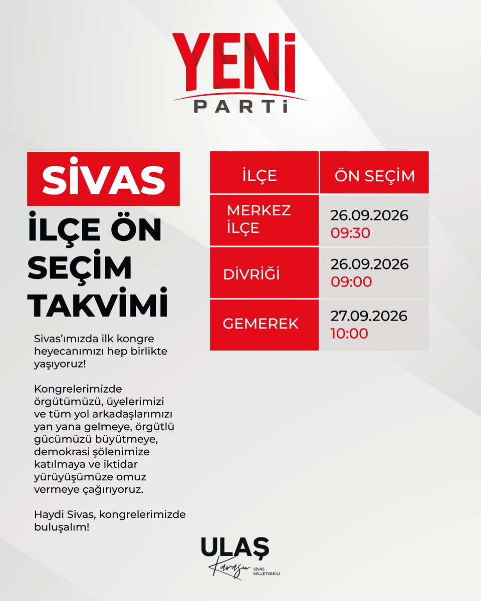 ulasskarasu's tweet photo. Büyük bir başlangıç yapıyor, YENİ Parti’de sözü ve kararı doğrudan üyelerimize bırakıyoruz.
Hayırlı, uğurlu olsun.
#Gemerek #Ulaş https://t.co/6eOSu5RiE6
