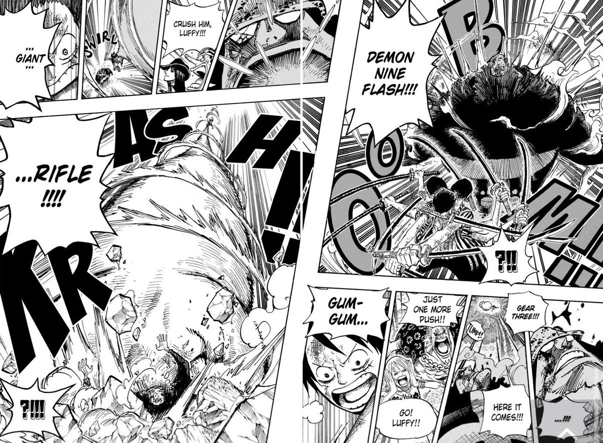 sekai_iichi's tweet photo. @MrSimouche Va jusqu’au bout de ta logique et dit nous qu’il faut 4 ou 5 mihawk pour venir à bout d’un pacifista ! Etant donné qu’il a fallu que tout l’équipage se batte pour gagner, luffy a sorti son attaque final en gear 3, zoro a sorti son attaque final tout cours et sanji aussi😭😭😭😭 https://t.co/7VvqdNG5UQ