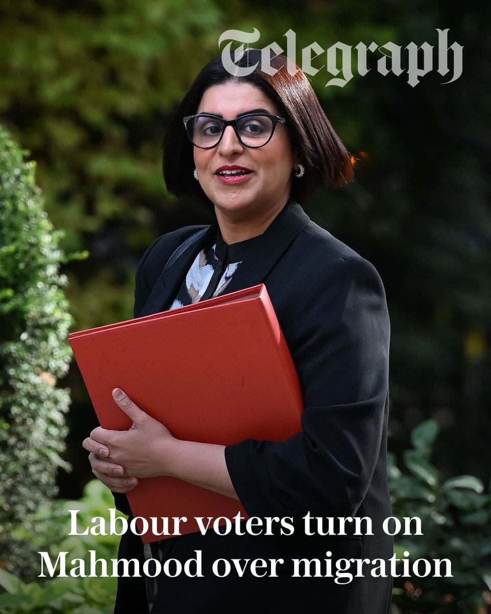 Telegraph's tweet photo. Labour voters have turned on Shabana Mahmood over migration, a major new poll shows.

Almost half of 2024 Labour voters are dissatisfied with the Government’s handling of immigration and asylum, according to a YouGov survey.

🔗 https://t.co/lVeuBILw2W https://t.co/jKZvn1DA6r