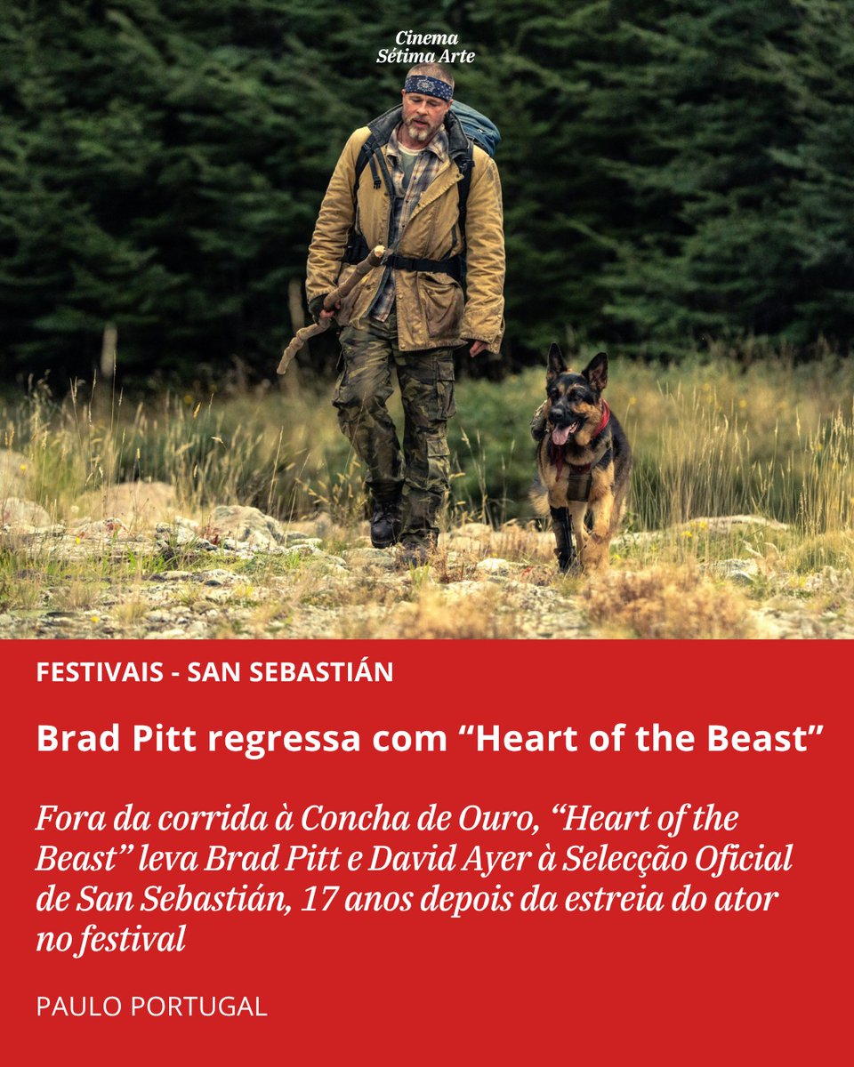 richaard19's tweet photo. يعود براد بيت إلى مهرجان سان سيباستيان بعد 17 عاماً بفيلم Heart of the Beast للمخرج ديفيد آير، حيث يجسد ضابطاً سابقاً ين��و من تحطم طائرة في برية ألاسكا ويكافح للبقاء برفقة كلبه. https://t.co/OxgI7VqcaV