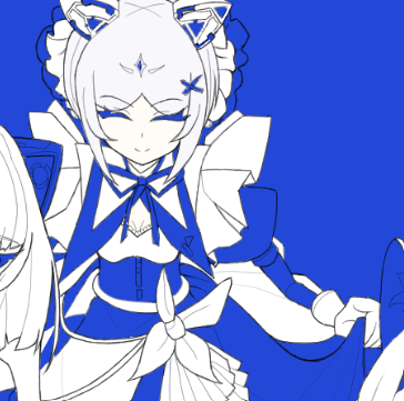 catral0_0's tweet photo. 現在色塗中なのですが、仮背景の青をそのまま残して切り絵風も映えそうだなと思えてきました
目を塗ってない状態だと若干ホラーなので目を閉じてるシロだけチラ見せ～ https://t.co/FrNSqNufMT