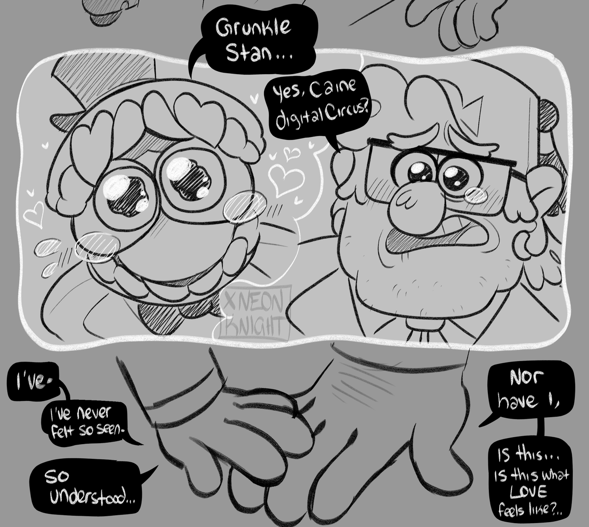 xNeonKnight's tweet photo. I HAD to do this, it was hilarious😭 (also im sorry-)
Thank you to @mysteryshackpod for the amazing mix!! And my favorite Alex's and beloved characters 😂 @_AlexHirsch @AlexRochonVA #GravityFalls #TADC #GrunkleStan #Caine #Staine XDD https://t.co/yqrm687Phd