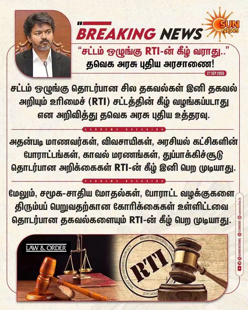 BS_Prasad's tweet photo. சட்டம், ஒழுங்கு தகவல்கள் RTI கீழ் விலக்கு.. 

கடும் எதிர்ப்பு கிளம்பியதும் U-Turn 😛 https://t.co/fQWrDnqR7X