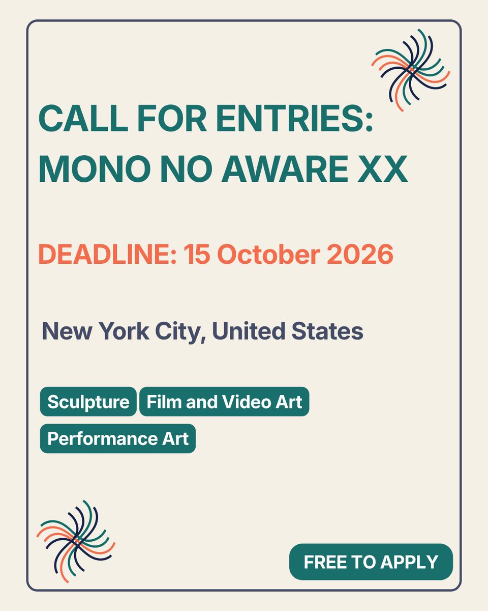 TheOCPlive's tweet photo. The annual festival celebrates experimental and avant-garde cinema, inviting filmmakers to submit work that explores new approaches to storytelling, image, sound and moving image.
Deadline: 30 September 2026
Full details via the link in bio.
#ExperimentalFilm #TheOCP https://t.co/vTul0yL86x