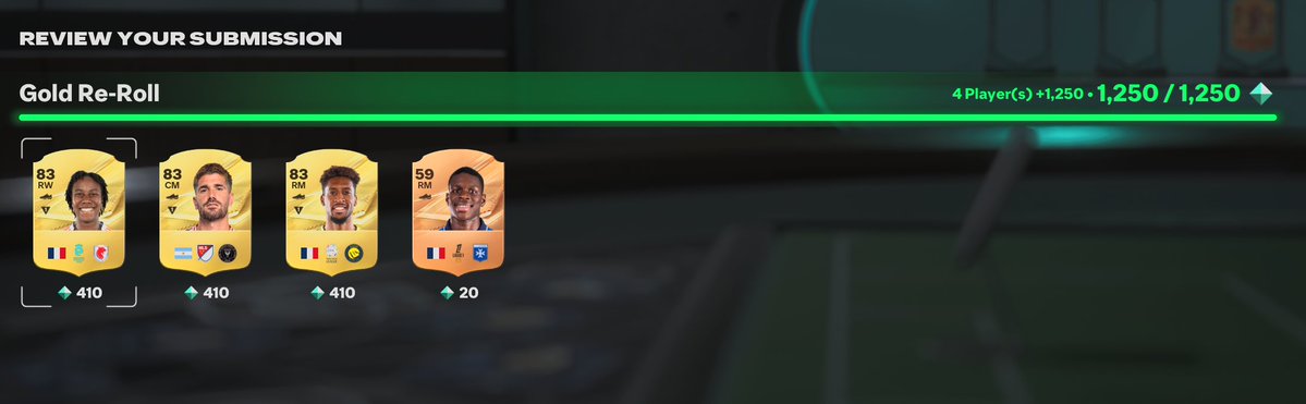 FUTWIZ's tweet photo. Gold Re-Roll SBC

Seems like a pretty good pack and not that expensive ✅

▪️3x83s
▪️1x Bronze 

Have you had any luck from them? https://t.co/hDI0LRiyyc