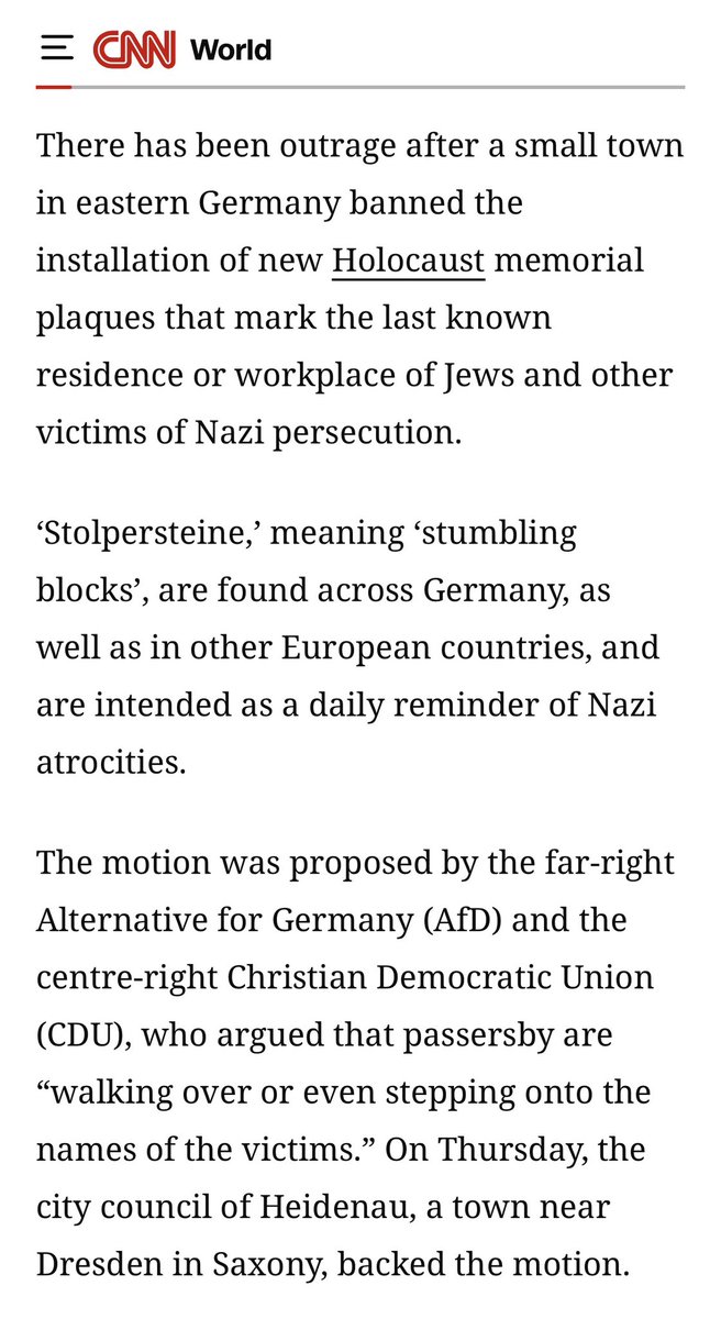 42tw1tter1sd3ad's tweet photo. Das muss man auch erstmal schaffen (als Union): Jetzt berichtet sogar CNN über den Stolperstein Skandal und wer schweigt?
Der Landesvater @MPKretschmer

Der soll nur nix mehr über Antisemiten in Berlin erzählen. Verdammter Heuchler. https://t.co/xY3amhzmYS