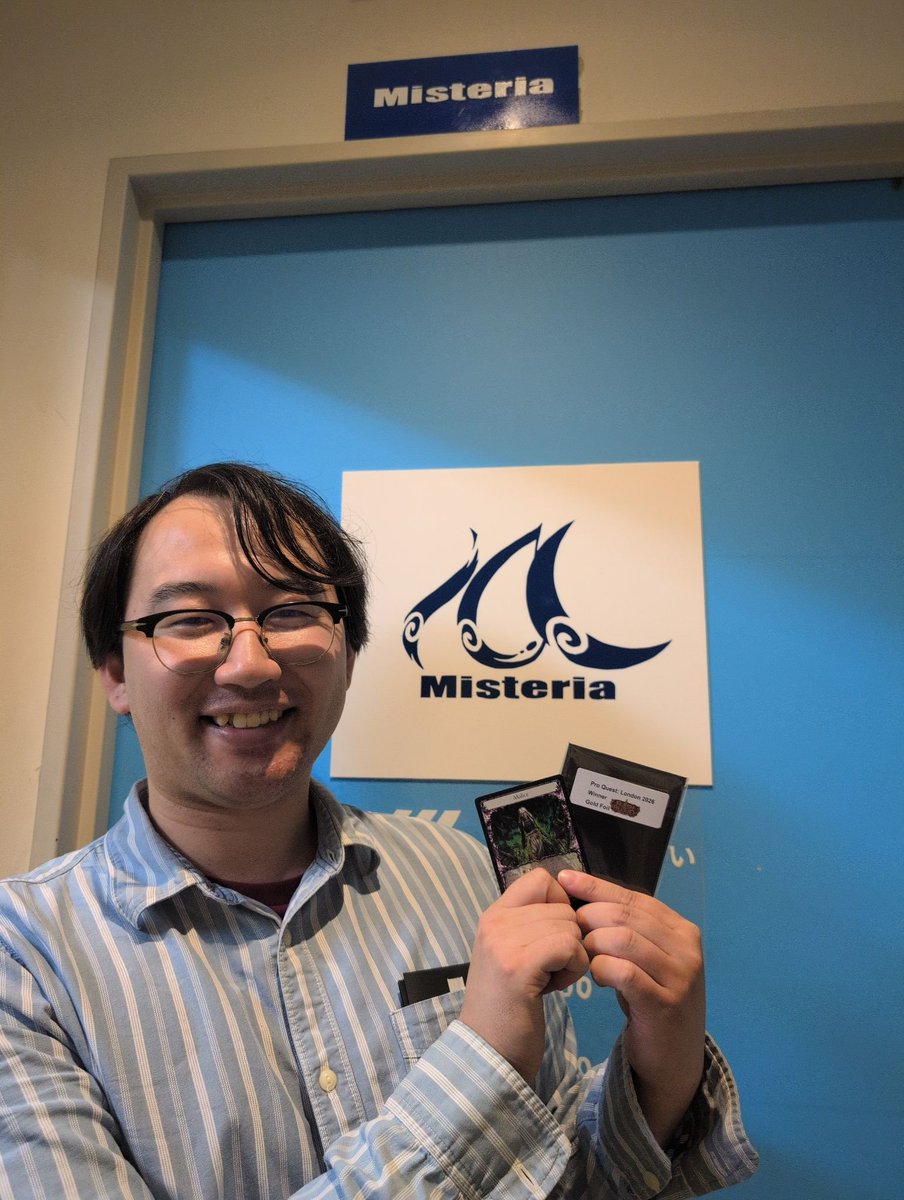 MisteriaSakae's tweet photo. 【#MisFaB大会情報】 
本日の
ProQuestロンドン！

優勝は、マリスをドラフトした
Kotaro, Miyajiさん！
でした！おめでとうございます！

来年頭にございます
ロンドンでのイベントも頑張ってください！

#fabjp 
#fabtcg https://t.co/DwCPYQYSgd