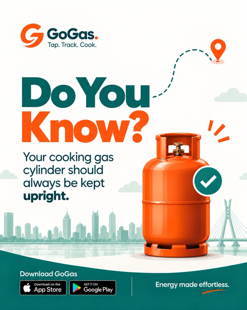 GoGasHQ's tweet photo. Do you know? 

Your cooking gas cylinder should always be kept upright during use and storage.

Follow the GoGas “Do You Know?” Series for simple cooking gas safety tips.

Tap. Track. Cook. 

#GoGas #DoYouKnow #GasSafety https://t.co/nzdp5Iwrs2