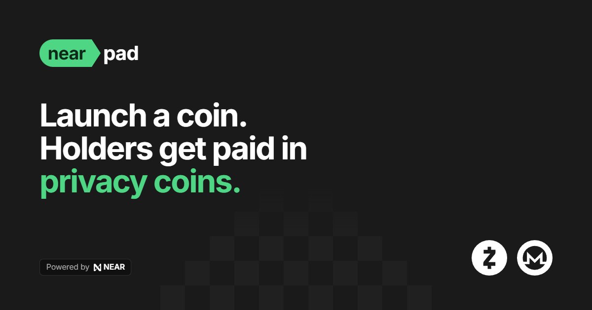 nearpadtech's tweet photo. Introducing https://t.co/v0uPRhwziD, the most private way to launch memecoins.

6uPEdkU2xPg1iyfLzV1ssUwvve8nndA2sd6nBFrb1n58

every coin launches with its own creator fee vault. as the token trades, creator fees accumulate and are routed through @NEARProtocol Intents, where solvers convert the SOL into native Zcash or Monero.

creator fees → NEAR Intents → ZEC or XMR → private holder rewards

connect your wallet, enter a compatible Zcash or Monero address, and claim whatever you’ve earned directly to that wallet.

NEAR Intents handles the cross-chain settlement.

https://t.co/CeUkWo1NQk