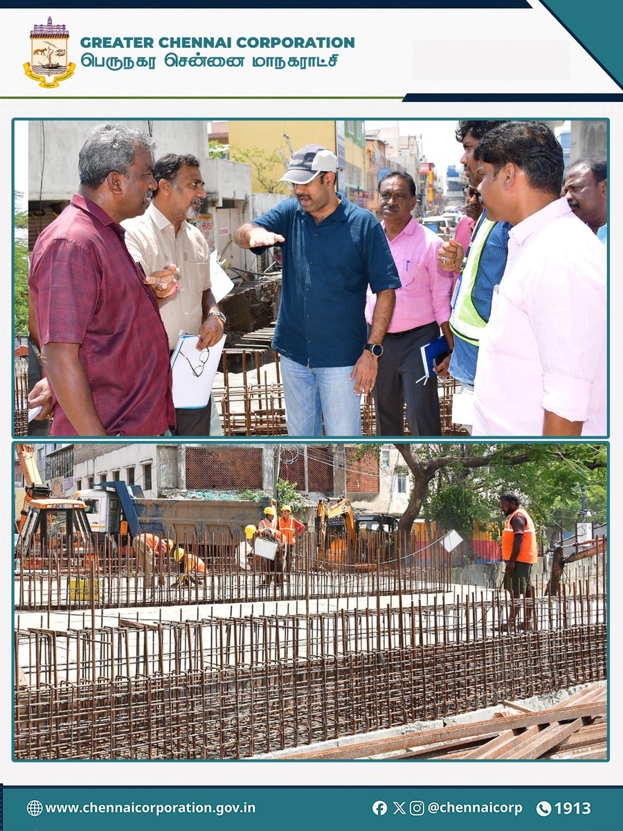 chennaicorp's tweet photo. இன்று (27.09.2026) மாநகராட்சி ஆணையாளர் டாக்டர் ஜி.எஸ். சமீரன், இ.ஆ.ப., அவர்கள், விருகம்பாக்கம் கால்வாயின் குறுக்கே சென்னை மெட்ரோ இரெயில் நிறுவனத்தின் சார்பில்,ரூபாய் 12 கோடி மதிப்பீட்டில் கட்டப்பட்டு வரும் பாலப் பணிகளைப் பார்வையிட்டு ஆய்வு மேற்கொண்டார். இந்த ஆய்வின்போது சென்னை மெட்ரோ ரயில் நிறுவனம் மற்றும் மாநகராட்சி அலுவலர்கள் உடனிருந்தனர்.

#ChennaiCorporation | #HeretoServe | #NammaChennai

@CMOTamilnadu | @MawsTamilNadu | @TNDIPRNEWS
