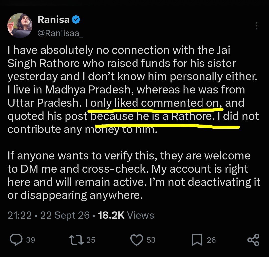 BladeofWraith's tweet photo. @madanmohansoni @Jayrathore9068 This scammer also stated in a space, that he had a female friend who'll help him to return the money and this account @Raniisaaaa_ was doing a lot suspicious things in favour of him before he was caught.
She's a clear suspect and should be taken into custody for questioning https://t.co/dov0n7hJkk