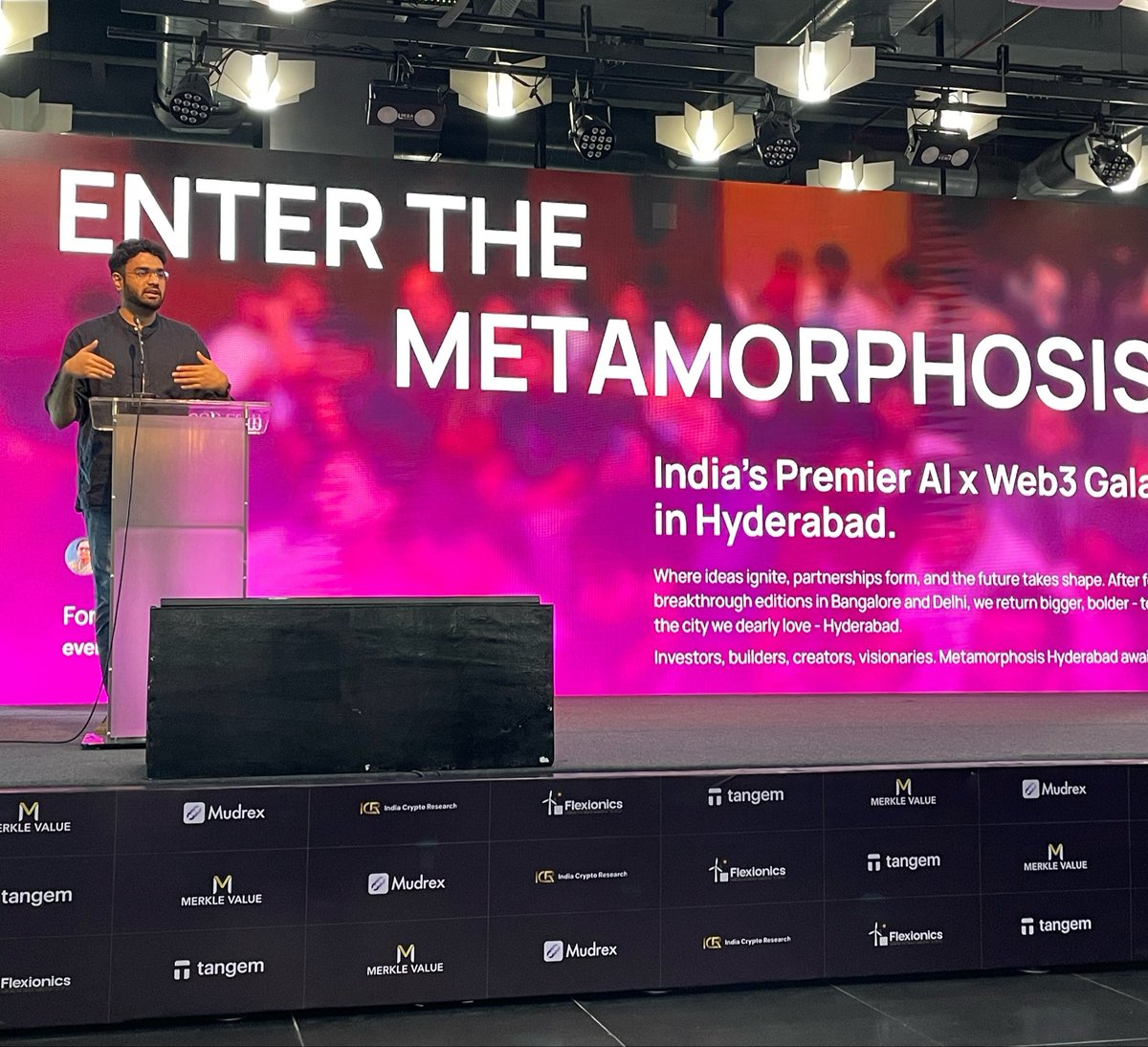 IBTxOfficial's tweet photo. Meraj Faheem, CEO at Telangana Innovation cell speaking at @metamorph_conf! https://t.co/m2FBV9Rnjq