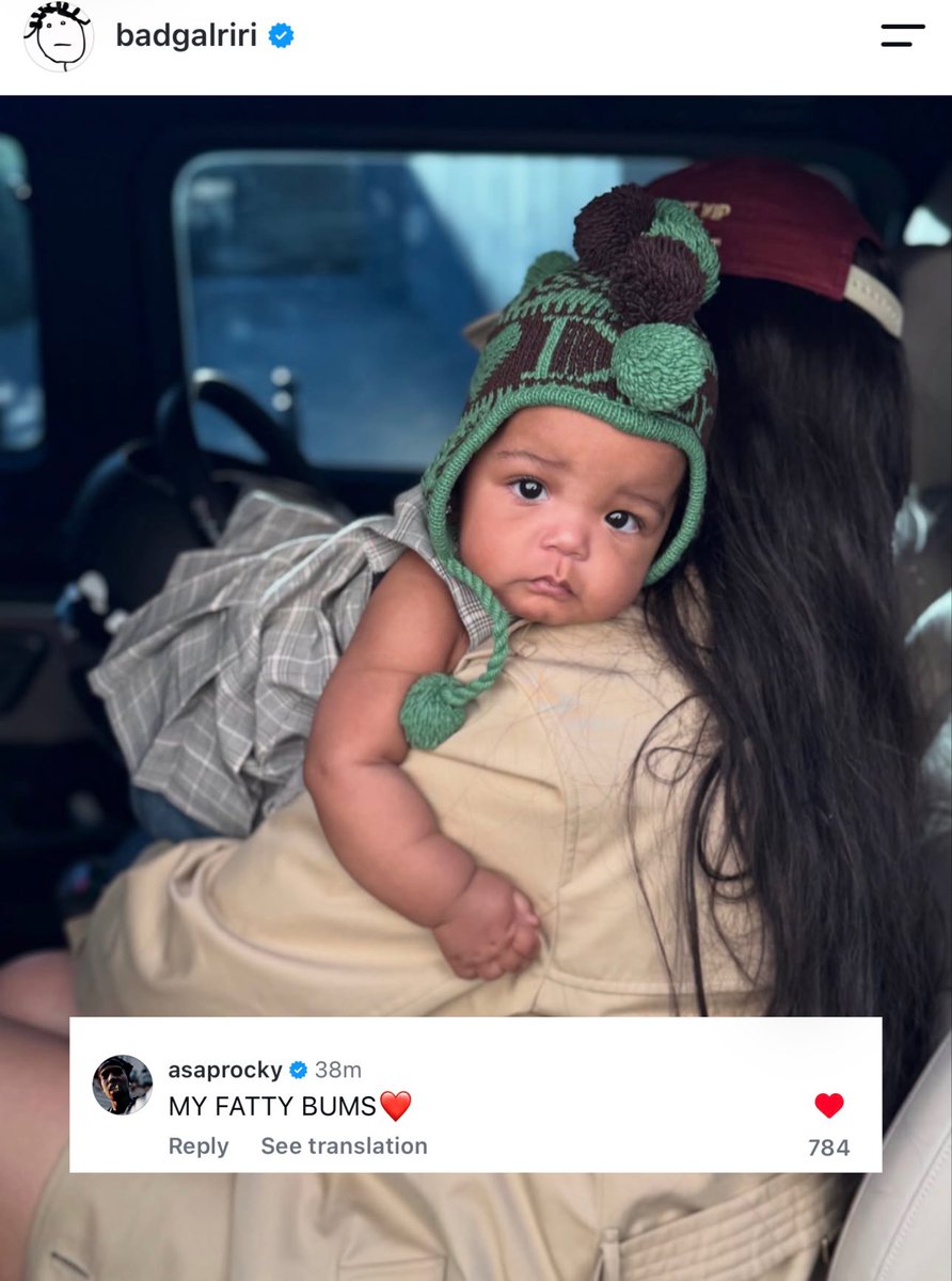 gabgonebad's tweet photo. A$AP Rocky commented on Rihanna's latest Instagram post 🥹

“MY FATTY BUMS ❤️” https://t.co/Fv5zDujlM4