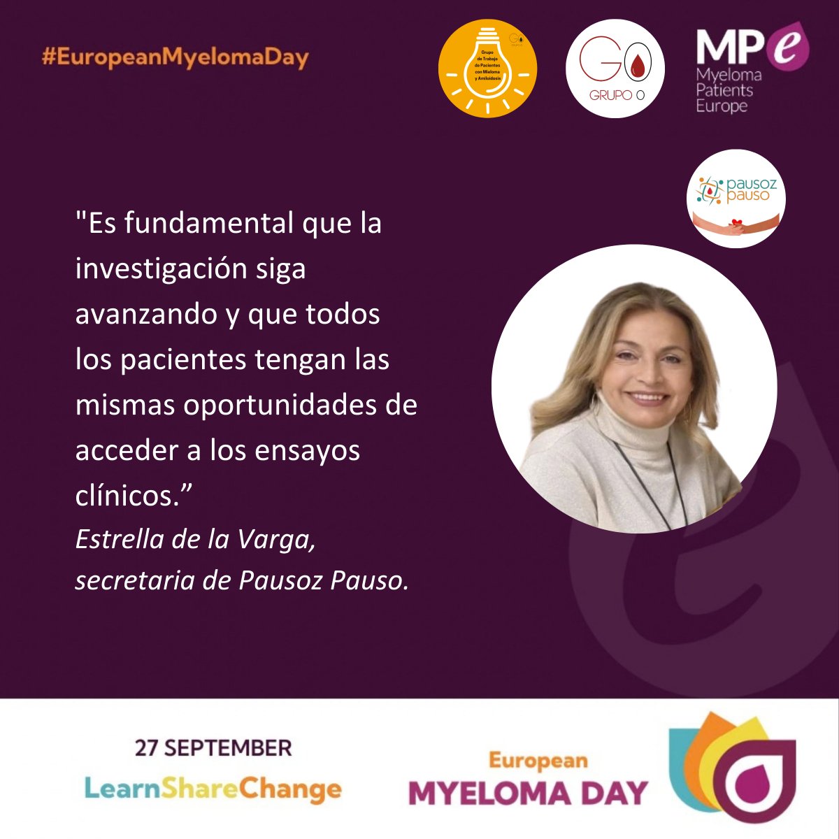 aelcles's tweet photo. Grupo CERO apoya el #EuropeanMyelomaDay.
En el Día Europeo del Mieloma, investigación + equidad son claves:

"Es fundamental que la investigación siga avanzando y que todos los pacientes tengan las mismas oportunidades de acceder a los ensayos clínicos." 

https://t.co/xBTYGgKID2 https://t.co/qQ7I5HcfC3