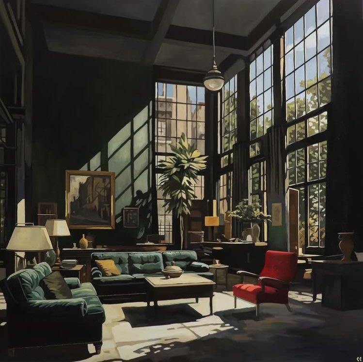 franch_laura's tweet photo. Mi hopperiano de hoy es el artista francés Chris Carolina cuya obra es un puente entre la geometría lumínica de Edward Hopper y la sofisticación del cine de los años cincuenta.

👇🏻Abro hilo. https://t.co/2JNrqJPEuC
