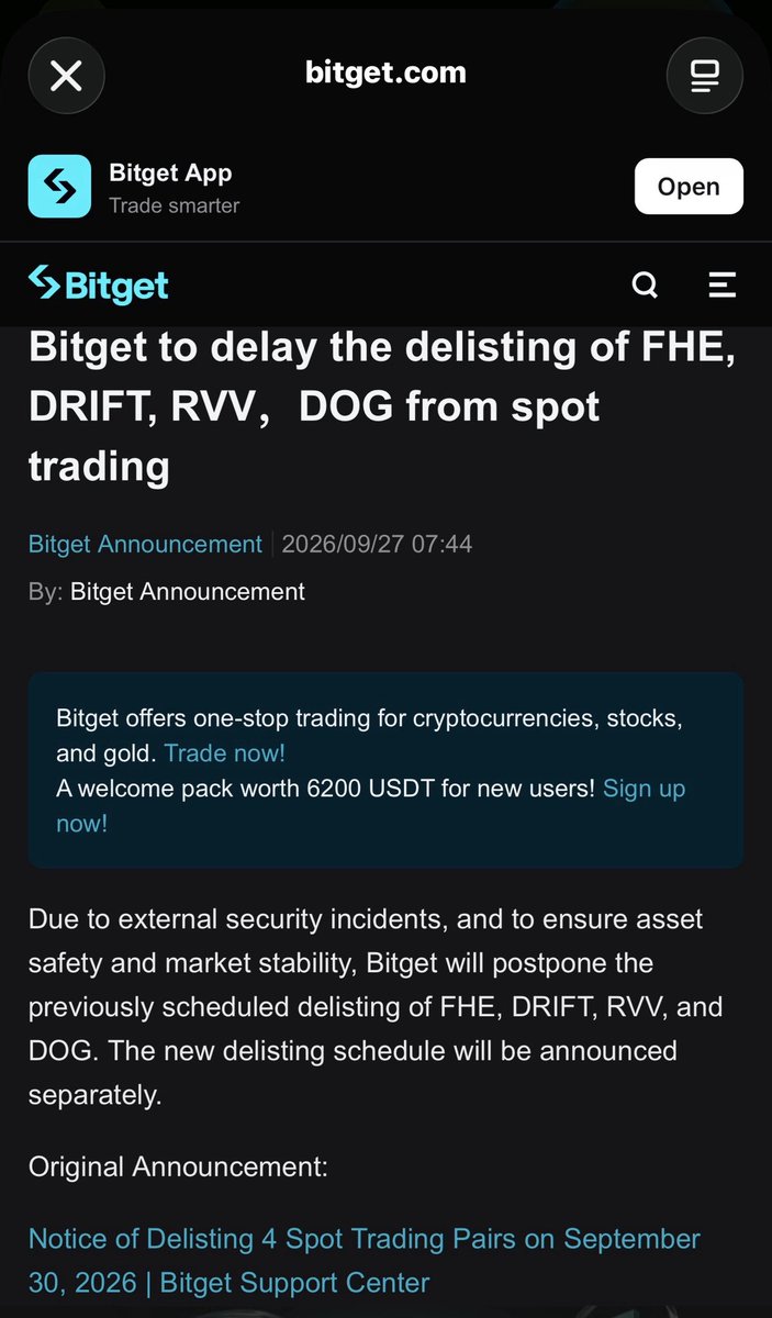 joopooranski's tweet photo. 🚨 BREAKING: BITGET POSTPONES $DOG DELISTING

@bitget has officially postponed the scheduled delisting of $DOG spot trading

September 30 is OFF
A new delisting schedule will be announced separately

For now, $DOG stays trading on Bitget

$DOG • DOG•GO•TO•THE•MOON https://t.co/z0ru031nCP