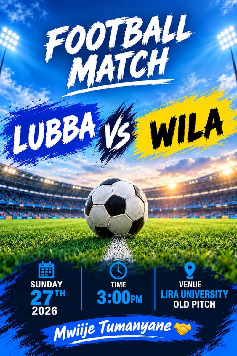 LubbaFraternity's tweet photo. It's today ⚽⚽⚽⚽⚽
Lira university Banyankore Bakiga Bafumbira Association (LUBBA) Vs Westerners in Lango(WILA)
At lira university pitch
3pm
Come one come all. https://t.co/gcNk2ujpOM