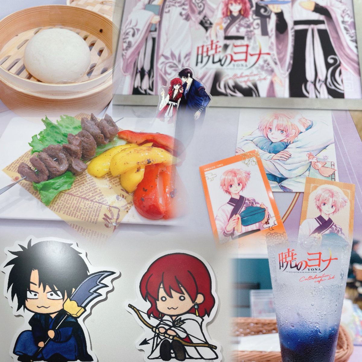 Banri0303's tweet photo. 暁のヨナのコラボカフェに行ってきました🥹✨
集合パネルが圧巻で何十枚も写真を撮ってしまいました☺️✨
みんな可愛いしかっこいい🩷
メニューはお肉の食べ応えもあり、あんまんと一緒にあまじょっぱいを楽しみました♪ドリンクはもちろんハクのでww
結局アクスタは一体にしてハク祭りを開催しましたw https://t.co/e9RgsSsD29