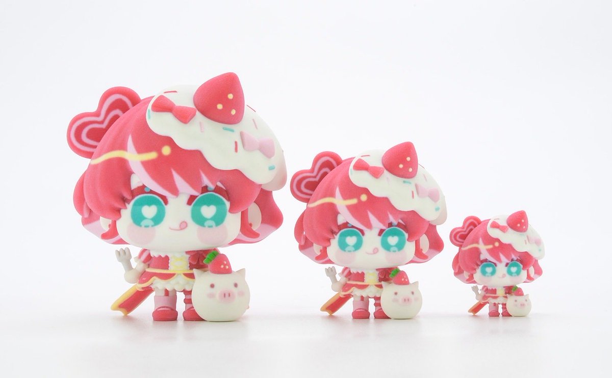 bu_edesu's tweet photo. ⋱  とっても嬉しいお知らせ💭 ⋰

なんと！私のイラストがフィギュア化‼️
DMM様より発売されました❣️✨
約1年かけて大変可愛く制作いただきましたので、ぜひチェックしてみてください🍰💕

#フィギュア #オリジナルフィギュア 
#3Dプリント

🔽※3cm/5cm/7cmと商品ページが別になっています。 https://t.co/OudaCoZzRv