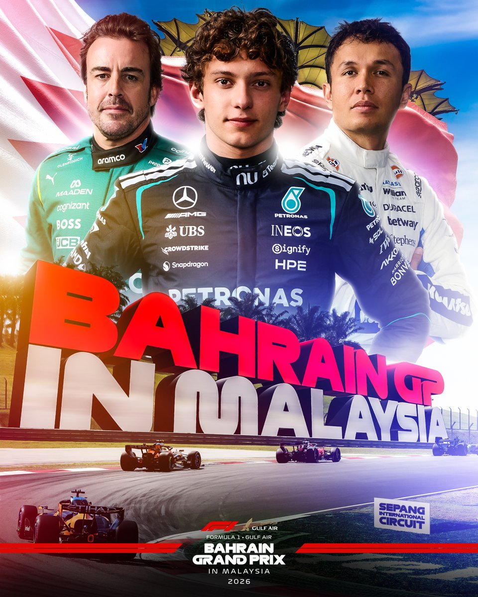 F1's tweet photo. Up next... the Bahrain Grand Prix in Malaysia 😍

#F1 #BahrainGP https://t.co/Ue45X474Dy