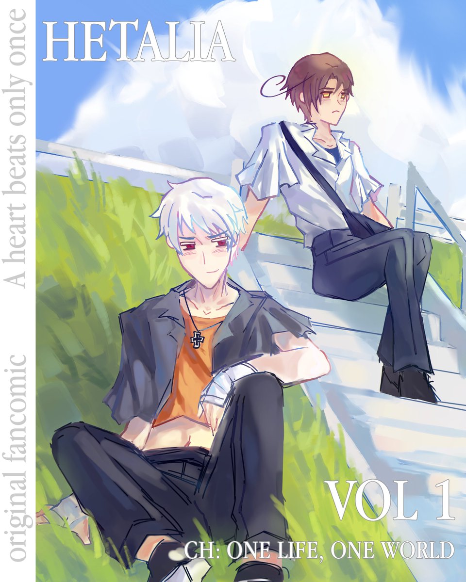 Igiripru's tweet photo. Cover for A heart beats only once, chapter 2: "One life, on world" 

This means i can't procrastinate on the chapter anymore lol... 
#Hetatwt #Hetalia https://t.co/1Csx9xvFZ6