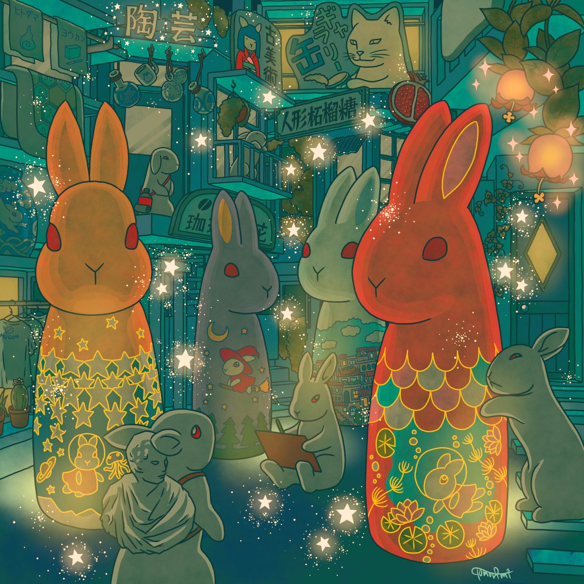 area_n's tweet photo. うさぎオブジェが展示してある街角
ここで路上展示したい方はギャラリー缶にお問い合わせください https://t.co/Lyni3aQOtZ