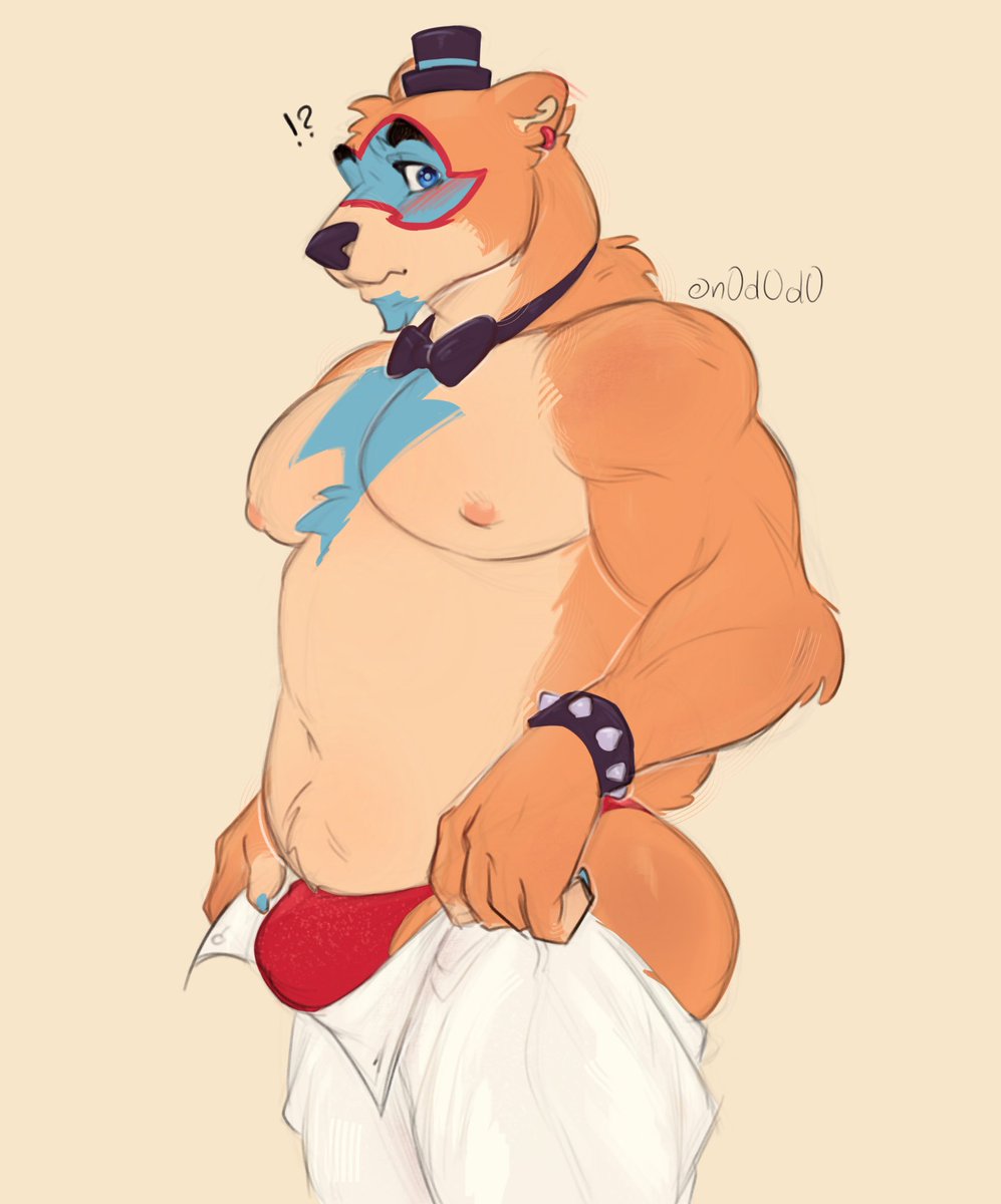 n0d0d0's tweet photo. don’t look, he’s embarrassed 

#furry #furryart #fnafanart #glamrockfreddy https://t.co/O29cm7Qyqy