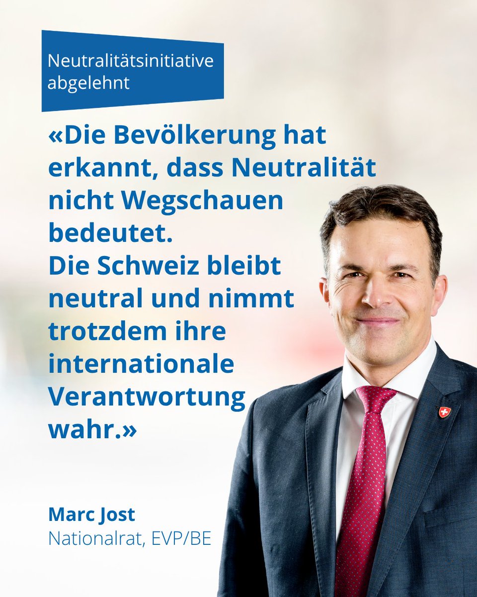evppev's tweet photo. Die #Neutralitätsinitiative hätte keinen Krieg verhindert, sondern der Schweizer Aussenpolitik Scheuklappen aufgezwungen und die bewährte Neutralität geschwächt, statt sie zu schützen.
https://t.co/ZvXQlS4Hiq https://t.co/3bdps84Fap